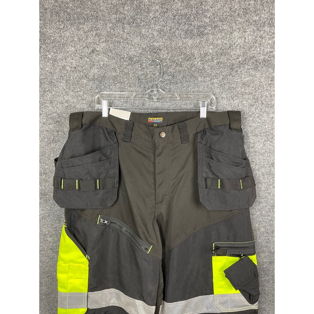 Blaklader Work Pants Mens 40x30 Black Yellow New Hi-Vis 1608 Holster Pocket - Picture 7 of 15